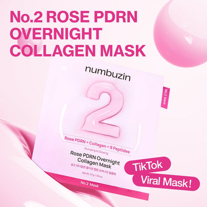 numbuzin No.2 Rose PDRN Overnight Collagen Mask 37g x 4 Mask