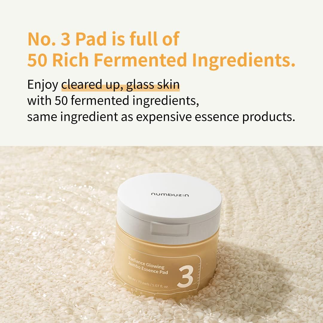 numbuzin No.3 Radiance Glowing Jumbo Essence Pad 150ml / 70 Pads