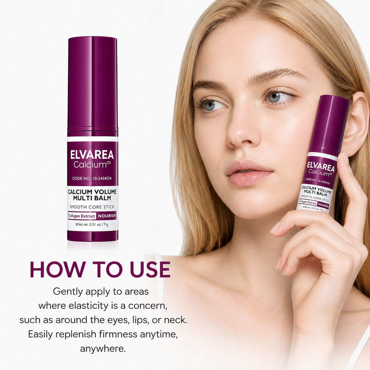 ELVAREA Calcium Collagen Multi Balm | Anti-Aging Face Stick