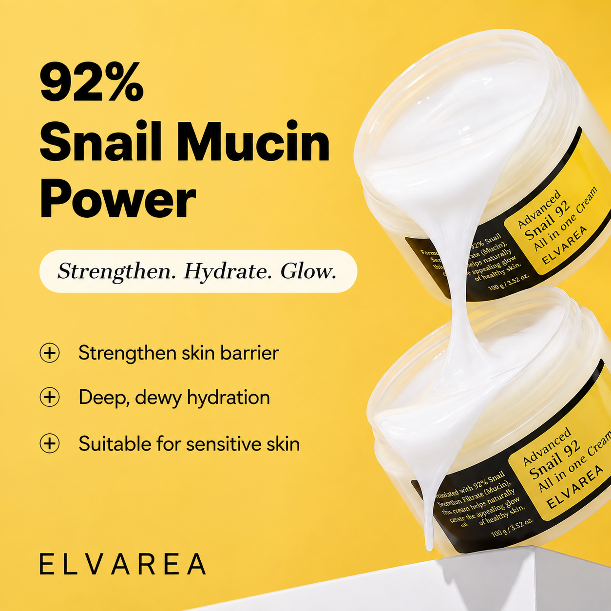 ELVAREA Snail 92 Moisturizing Cream | Brightening & Repair Formula