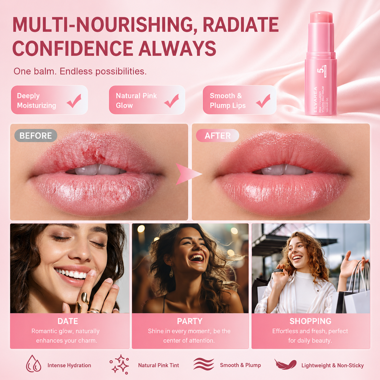 ELVAREA Pink Collagen Multi Balm Stick
