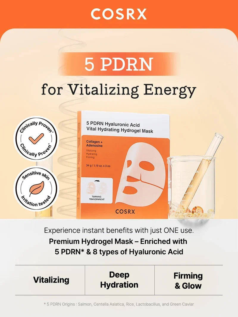 COSRX - 5 PDRN Hyaluronic Acid Vital Hydrating Hydrogel Mask 34g x 3