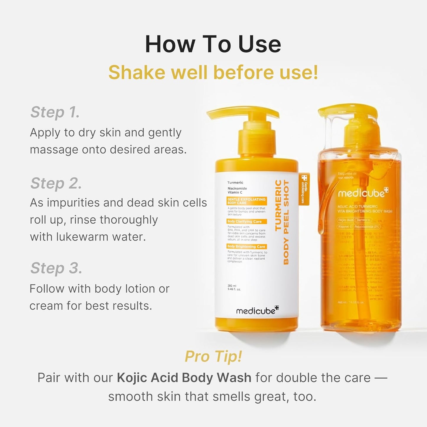 MEDICUBE - KOJIC ACID TURMERIC BODY PEEL SHOT 280ml