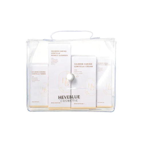 HEVEBLUE Salmon Caring Centella Special Travel Kit Bag 4pcs Kit
