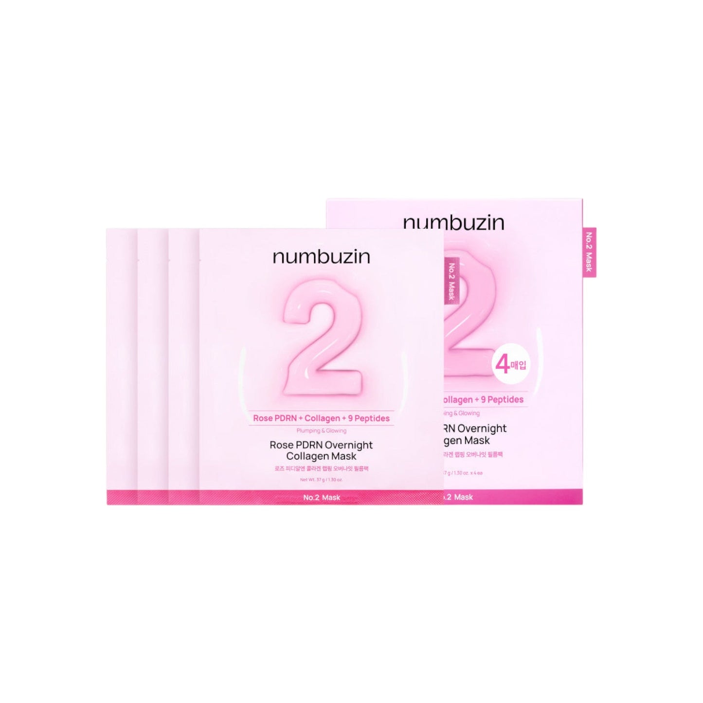 numbuzin No.2 Rose PDRN Overnight Collagen Mask 37g x 4 Mask