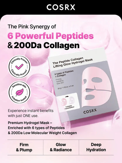 COSRX - The Peptide Collagen Lifting Glow Hydrogel Mask 34g x 3