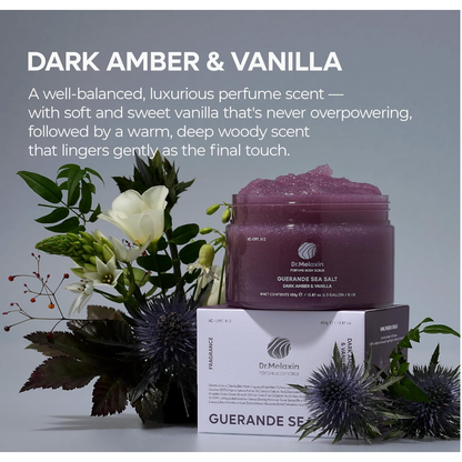 DR MELAXIN - Guerande Sea Salt Perfume Body Scrub Dark Amber & Vanilla 450g