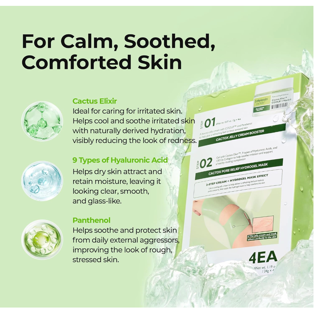 DR MELAXIN - Cactox Pore Relief Jelly Cream Hydrogel Mask 34gX4ea